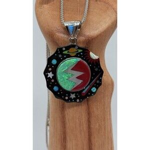 Sterling Silver Galaxy Inlay Pendant 30”925 Necklace